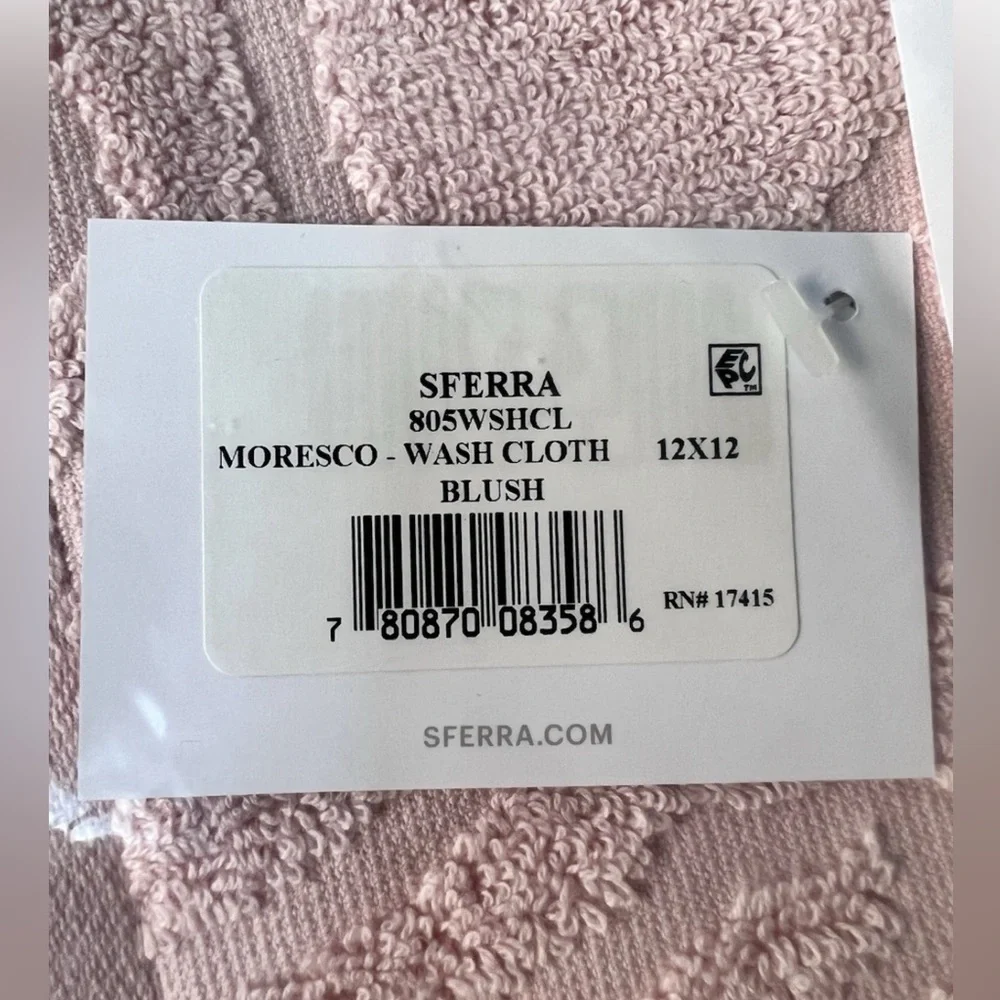 4 PC SET | SFERRA MORESCO BLUSH WASH TOWELS 12”sq JACQUARD MOTIF NWT